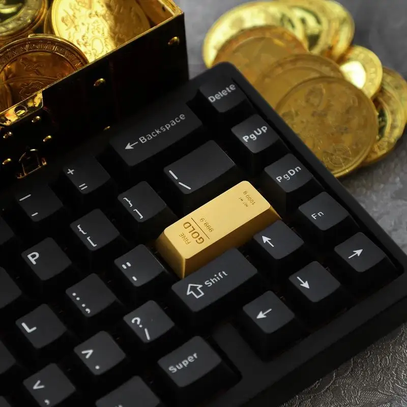أغطية مفاتيح مخصصة على شكل شريط ذهبي، لوحة مفاتيح ميكانيكية من سبائك الزنك، أغطية مفاتيح للكمبيوتر اللوحي والكمبيوتر المحمول ولوحة مفاتيح الألعاب، هدية