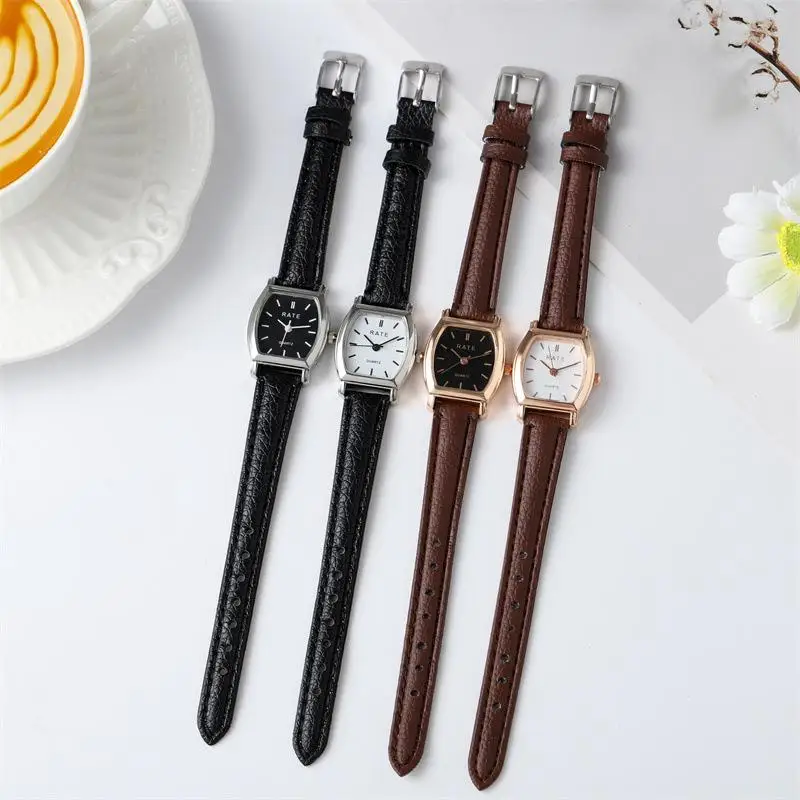 The new trend of simple personality retro style small barrel watch students  women quartz belt watch