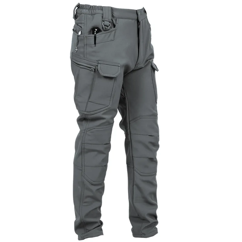 

Pocket Men's Fleece Straight Leg Cargo Pants, Loose Casual Tactical Pants, Mens Work Pants for Hiking Climbing