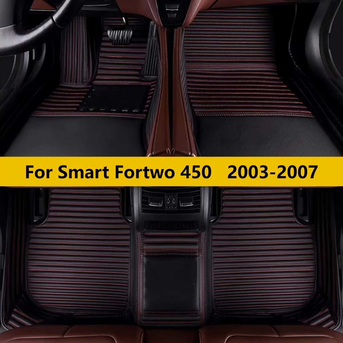 

Автомобильные коврики для Smart Fortwo 450 2003 2004 2005 2007, полный комплект для переднего и заднего ряда, кожаные коврики для ног.
