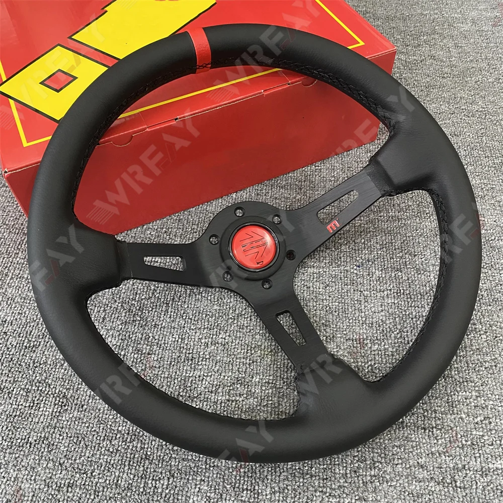 

JDM 13inch 330mm Steering Wheels Deep Corn Leather Steering Wheel With Yellow/Red Stitching