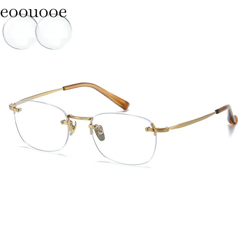 Woman Rimless Glasses Pure Titanium Optical MR-8 Ultra Lenses Prescription Myopia Multifocal Progressive Asphericales