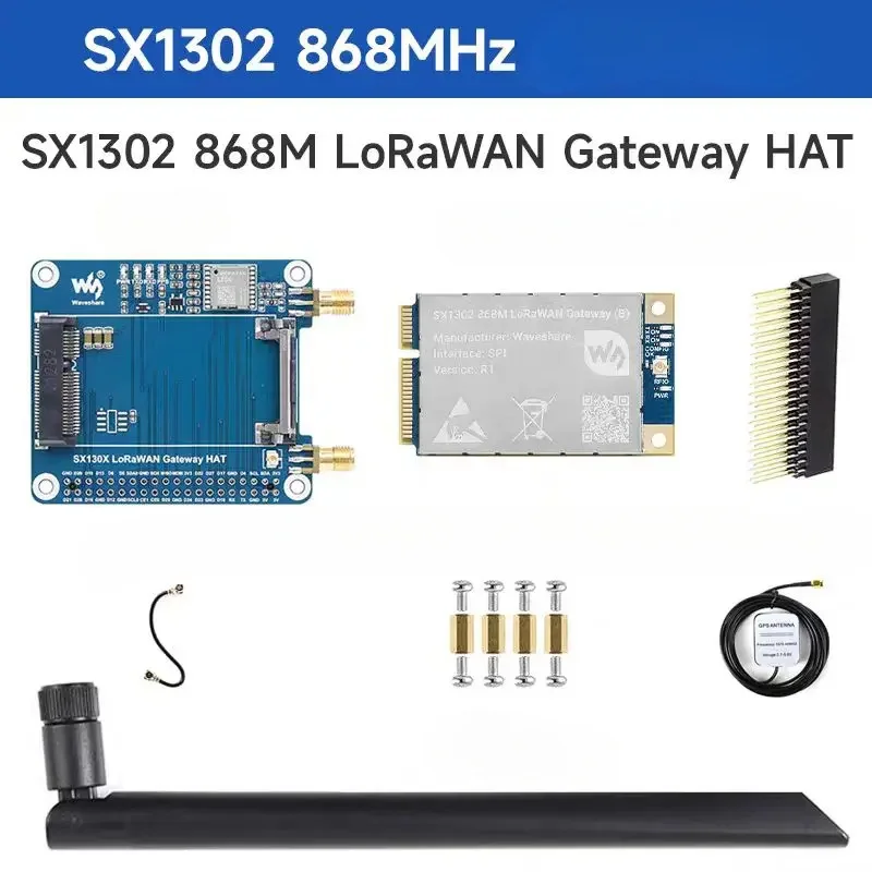 

Waveshare SX1302 868M/915M LoRaWAN Gateway Module for Raspberry Pi, Standard Mini-PCIe Socket, Long Range Transmission