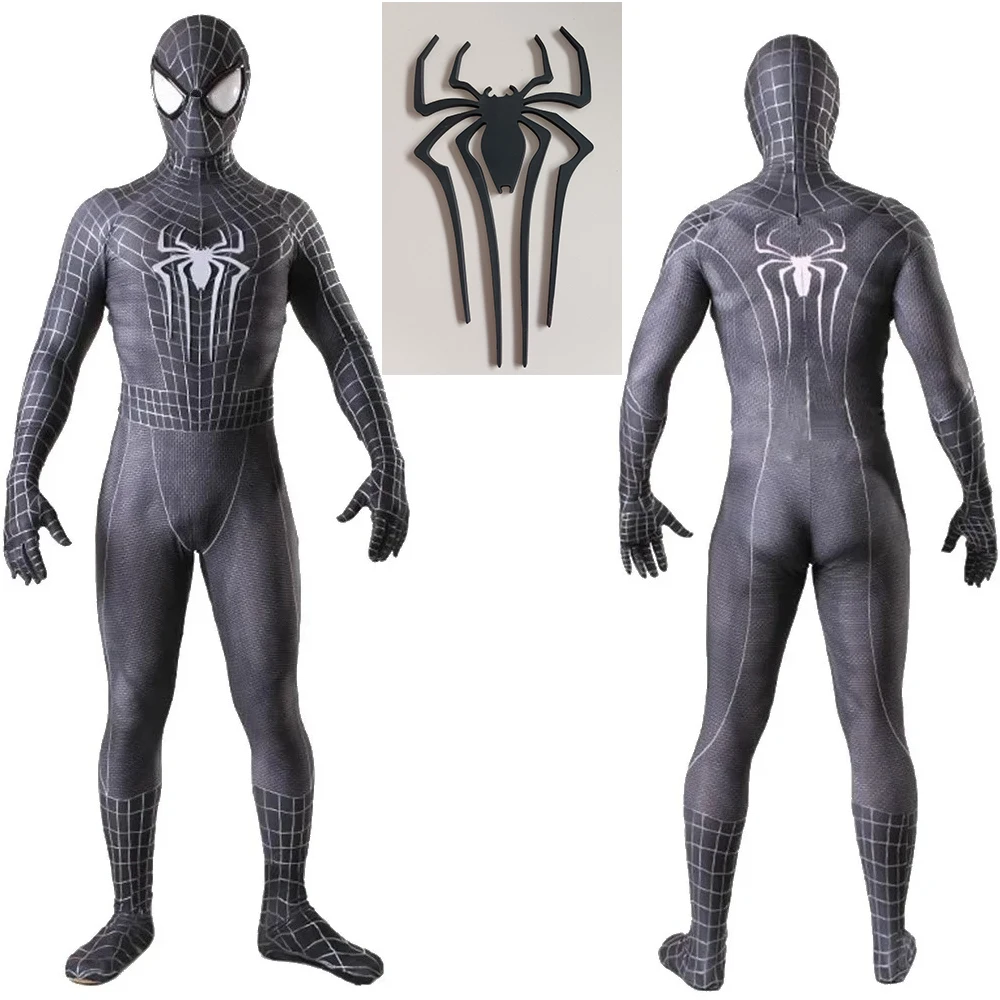 Symbiote Amazing Spiderman Cosplay Spiderman Black 3D LOGO Zentai Bodysuit Halloween Costume Spandex SuperHero Outfit Adult Kids - Image 3