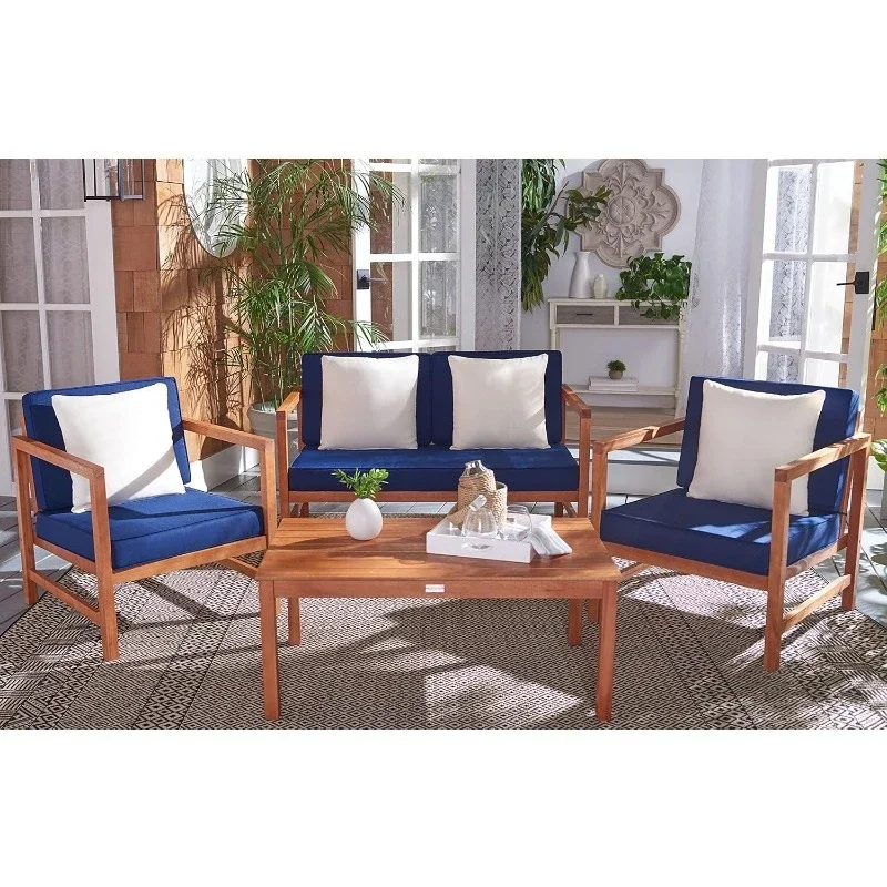 Outdoor Collection Montez Natural/ Navy Cushions