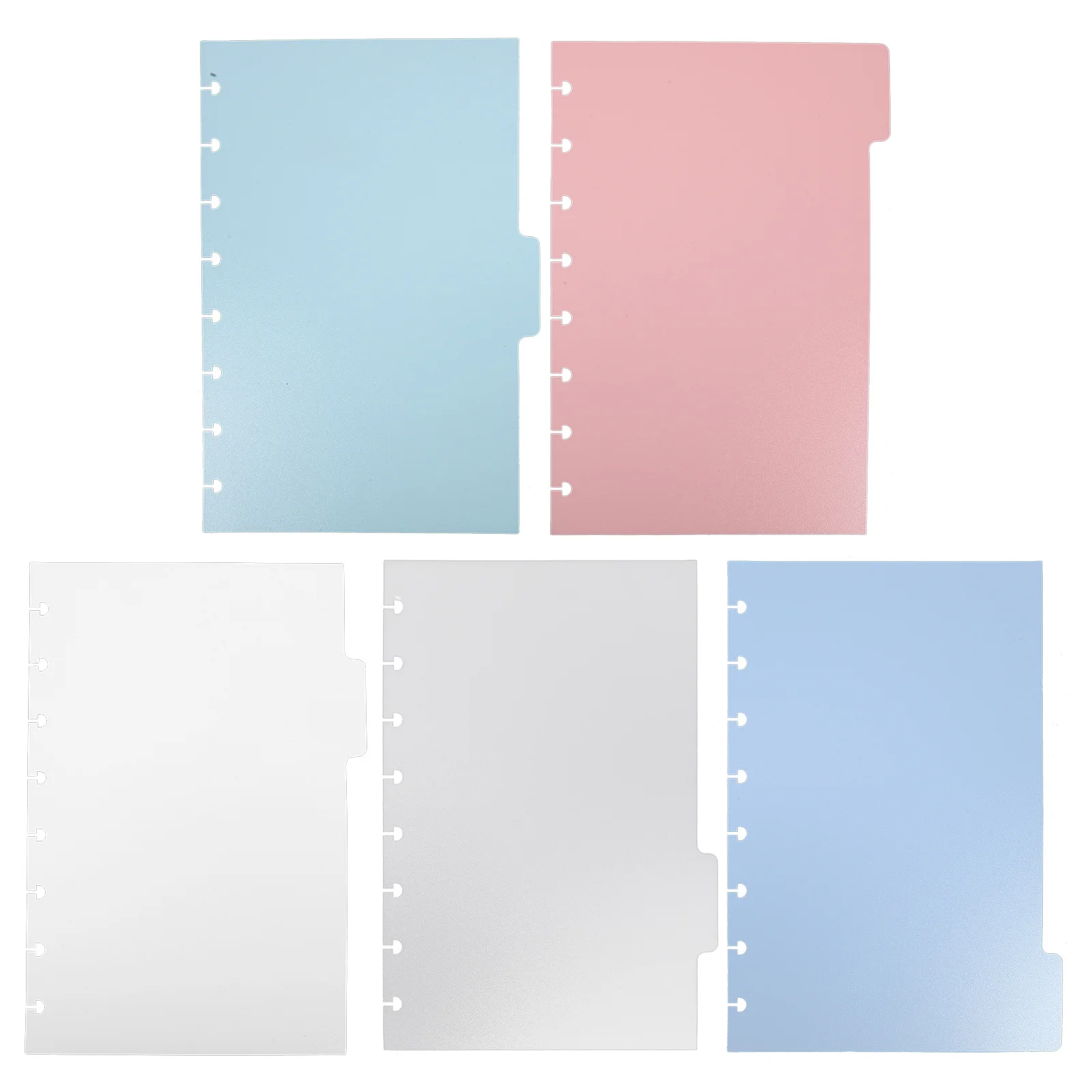 5pcs Binder Dividers Index Tabs For Notebook Planner Files Plastic Page Markers Colored Divider Sheets Replacement Notepad Tabs