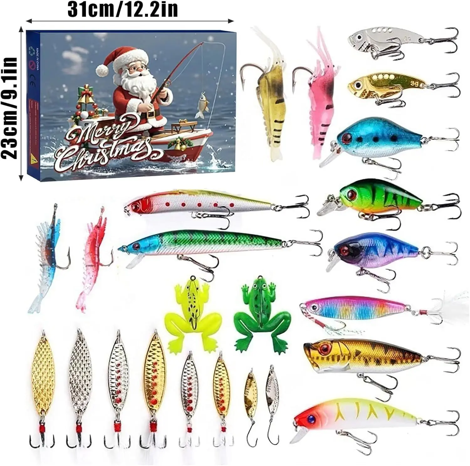 

Advent Calendar Fishing Christmas Countdown - 24 Days of Christmas Countdown Calendar for Fisher Adult Men Teen Boys Anglers
