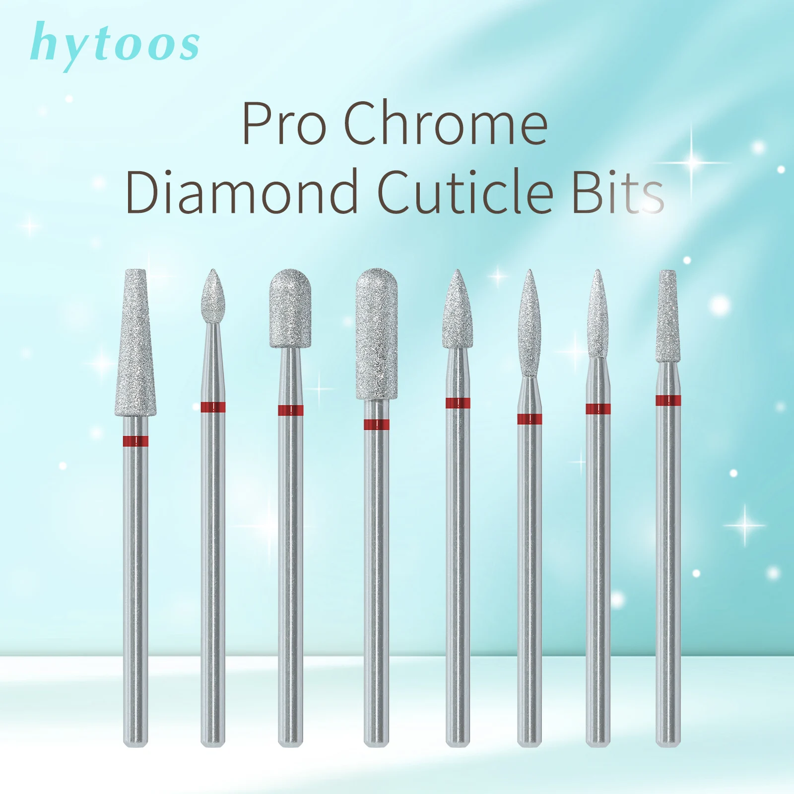 HYTOOS Chrome diamant forets à ongles Pro russe foret à cuticules pour perceuse à ongles peau morte cuticule nettoyant ongles pré-traitement outils