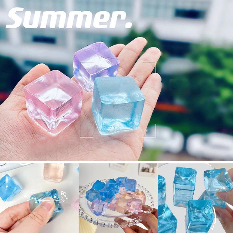 5/8/10/15pcs Mini Ice Block Squishy Toys Pinch Creative Novelty Transparent Simulation Jelly Stress Relief Squeeze Gift J132