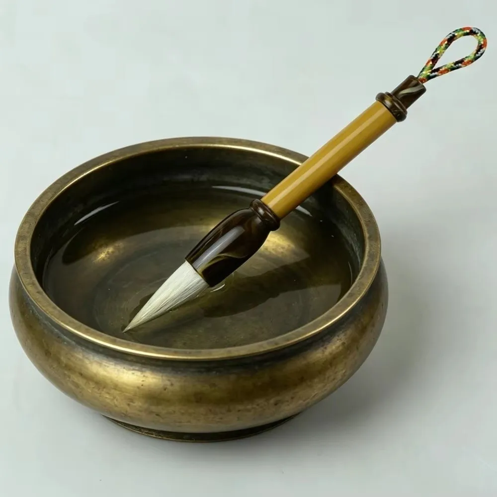 Portable Mini Chinese Calligraphy Brush Bamboo Handle Traditional Ink Pocket Size Writing Brush 9cm Pendant Small Writing Brush