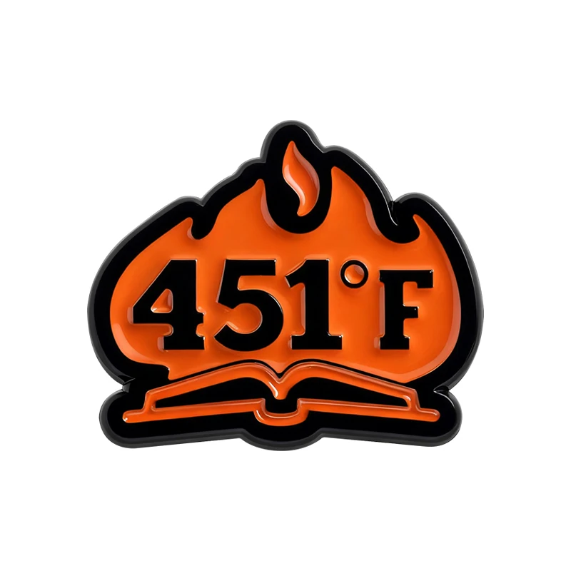 

451 Fahrenheit Flame Brooch Enamel Pins Funny Humour Retro Punk Metal Brooches Backpack Lapel Badge Jewelry Gifts for Friends