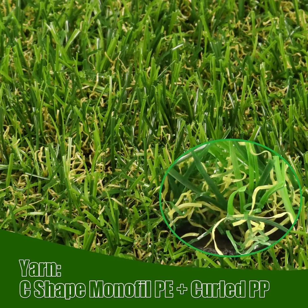 Artificial Turf 3' x 15' Realistic Fake Grass, 0.8 Pile Height, Synthetic Lawn Mat, Grass Rug for Landscaping or Pets Area, Play