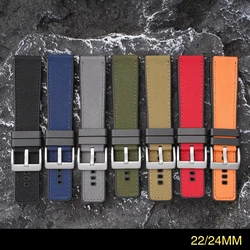 Canvas Rubber Strap 20/22/24mm Quick Release Waterproof Watchband Men Military Nylon Replace Bracelet Watch Band for Seiko Casio