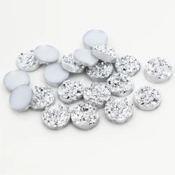New Fashion 40pcs 8mm 10mm 12mm Silver Colors Natural ore Style Flat back Resin Cabochons For Bracelet Earrings accessories