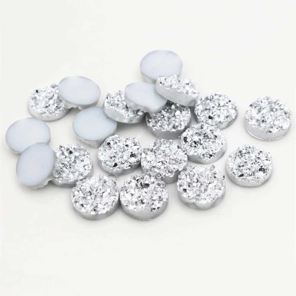 Nowa moda 40 sztuk 8mm 10mm 12mm srebrne kolory naturalny styl rudy mieszkanie z powrotem żywica Cabochons dla bransoletka kolczyki akcesoria