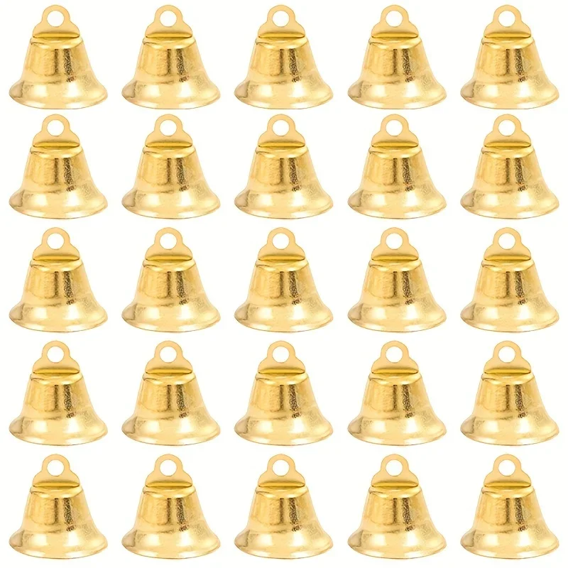 50pcs/set Christmas Tree Jingle Bell Ornament Home Christmas Decoration DIY Gold Bell Pendant Accessory Gift