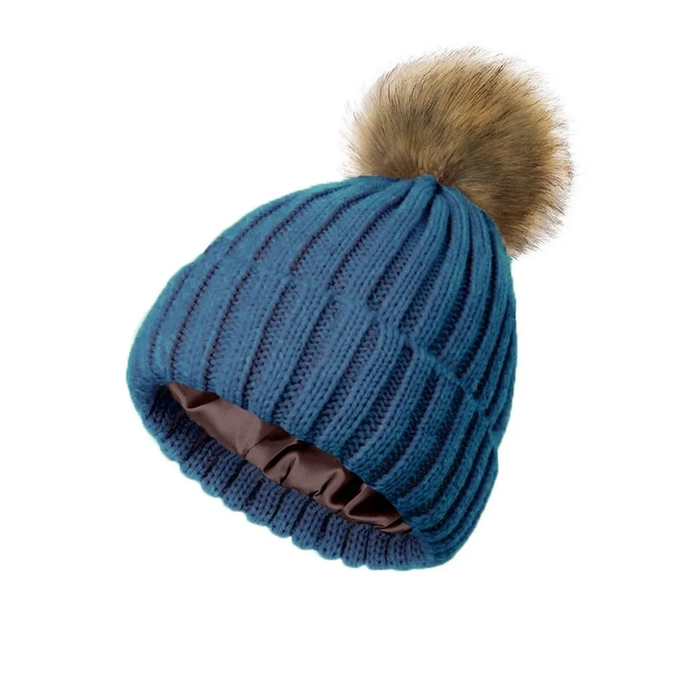 

Fashion Soft Winter Beanie Hat Keep Warm Solid Color Pom Pom Beanies Casual Knit Wool Snow Ski Caps Winter