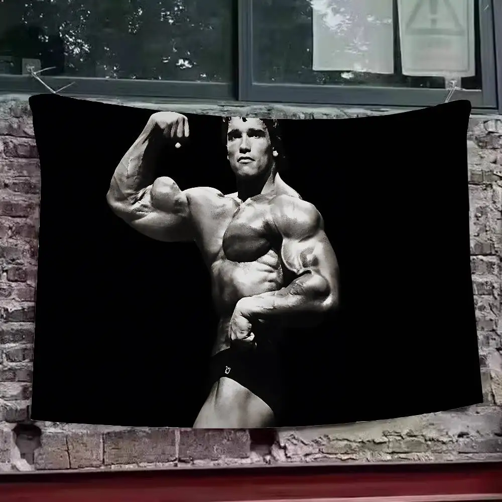 كمال الاجسام A-Arnold S-Schwarzenegger تجمعات الأسرة في الهواء الطلق جو أعلام التخييم زينة لافتات