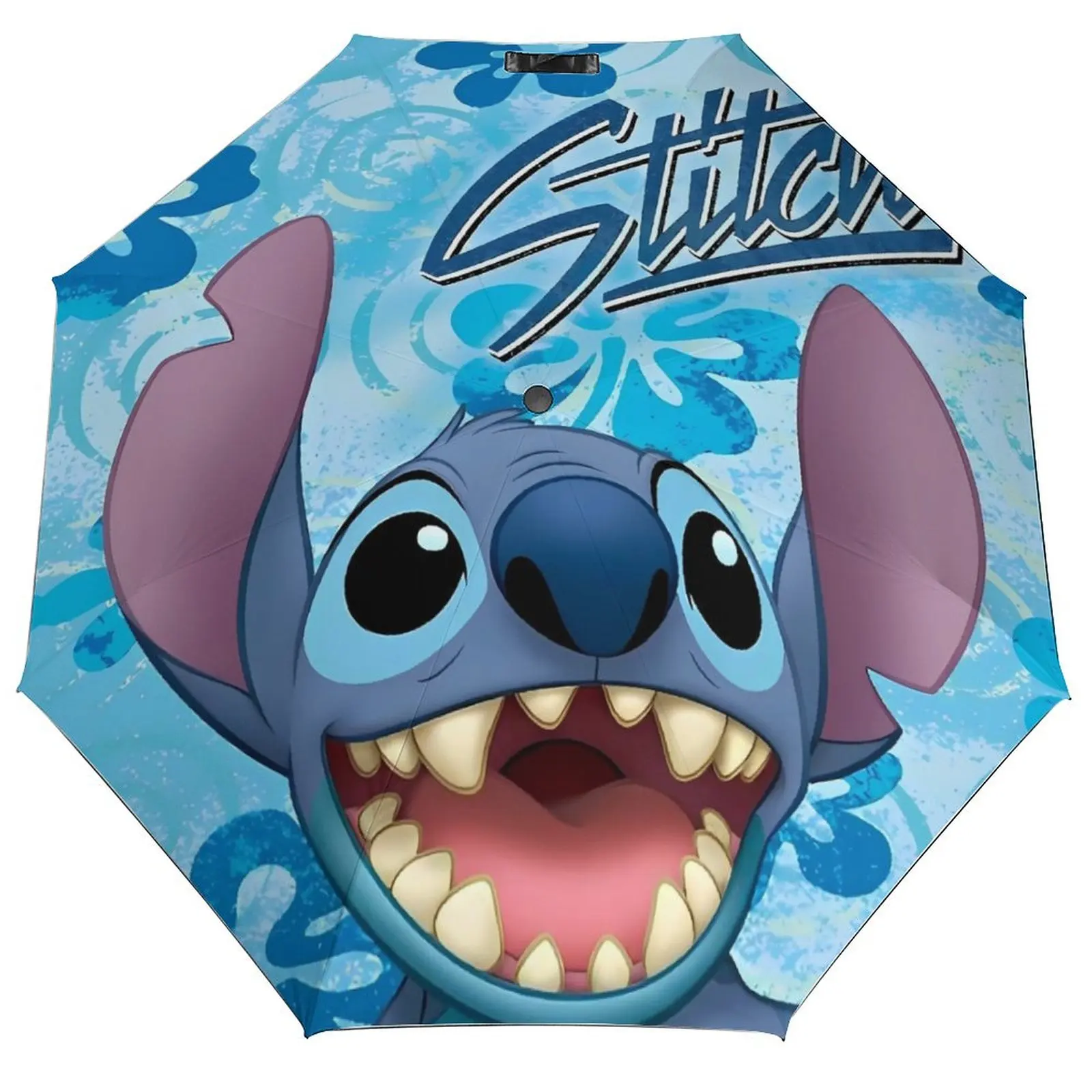 

Cute Cartoon Stitch-Blue Comic Three Fold Auto Umbrella Aesthetic Folding Umbrella Travel Sunshade UV Resistant Umbrella