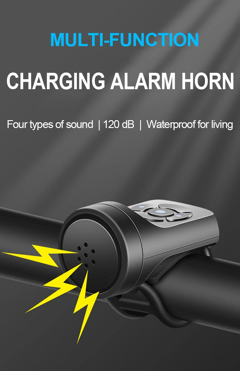 USB Aufladbare Fahrrad Motorrad Elektrische Glocke Mountain Road Radfahren Anti-diebstahl Alarm Horn Roller Fahrrad Zubehör Laute Glocke – Detail 1