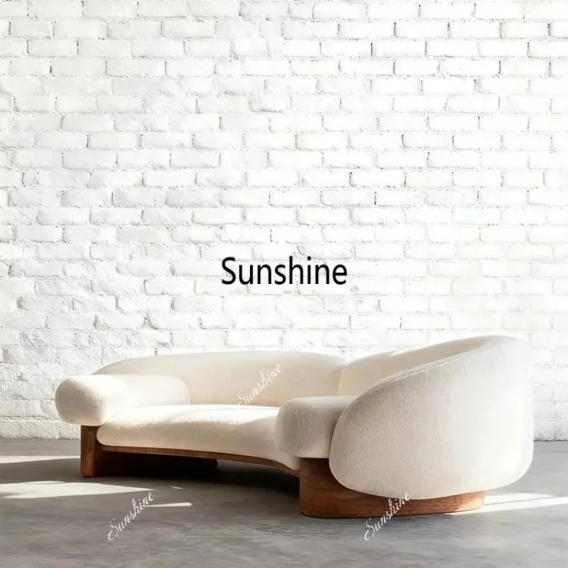 Modern simple solid wood sofa wabi-sabi wind special-shaped homestay hotel leisure sofaTJ