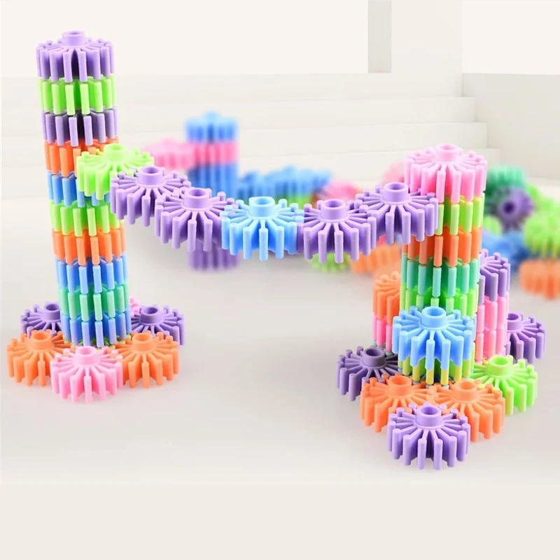 Plastic Snowflake Building Blocks for Kids Construction Toys Children 3D Puzzle Kindergarten Baby Assembly Toy Game DS29