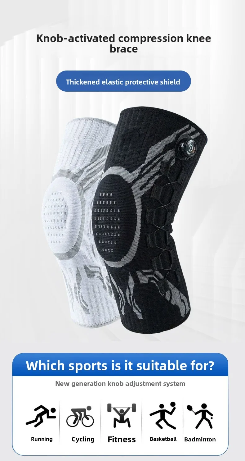 Sports Knee Pad Knob Pressure Spring Support Silicone Shock Absorption Breathable Nylon for Running Basketball Fitness