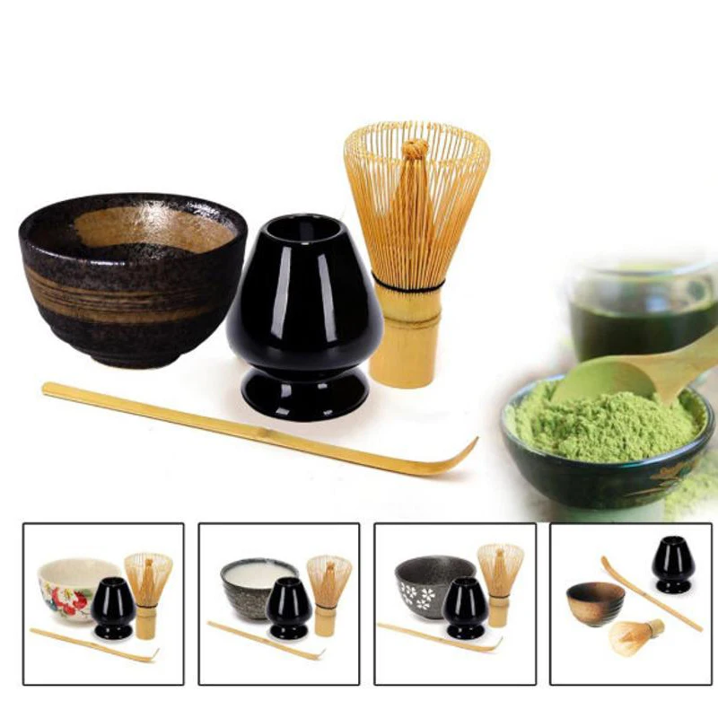 Most Popular Traditional Matcha Bowl Whisk Scoop Kit Bamboo Chasen Chashaku Stand Holder Japanese Green Tea Cup Gift Set