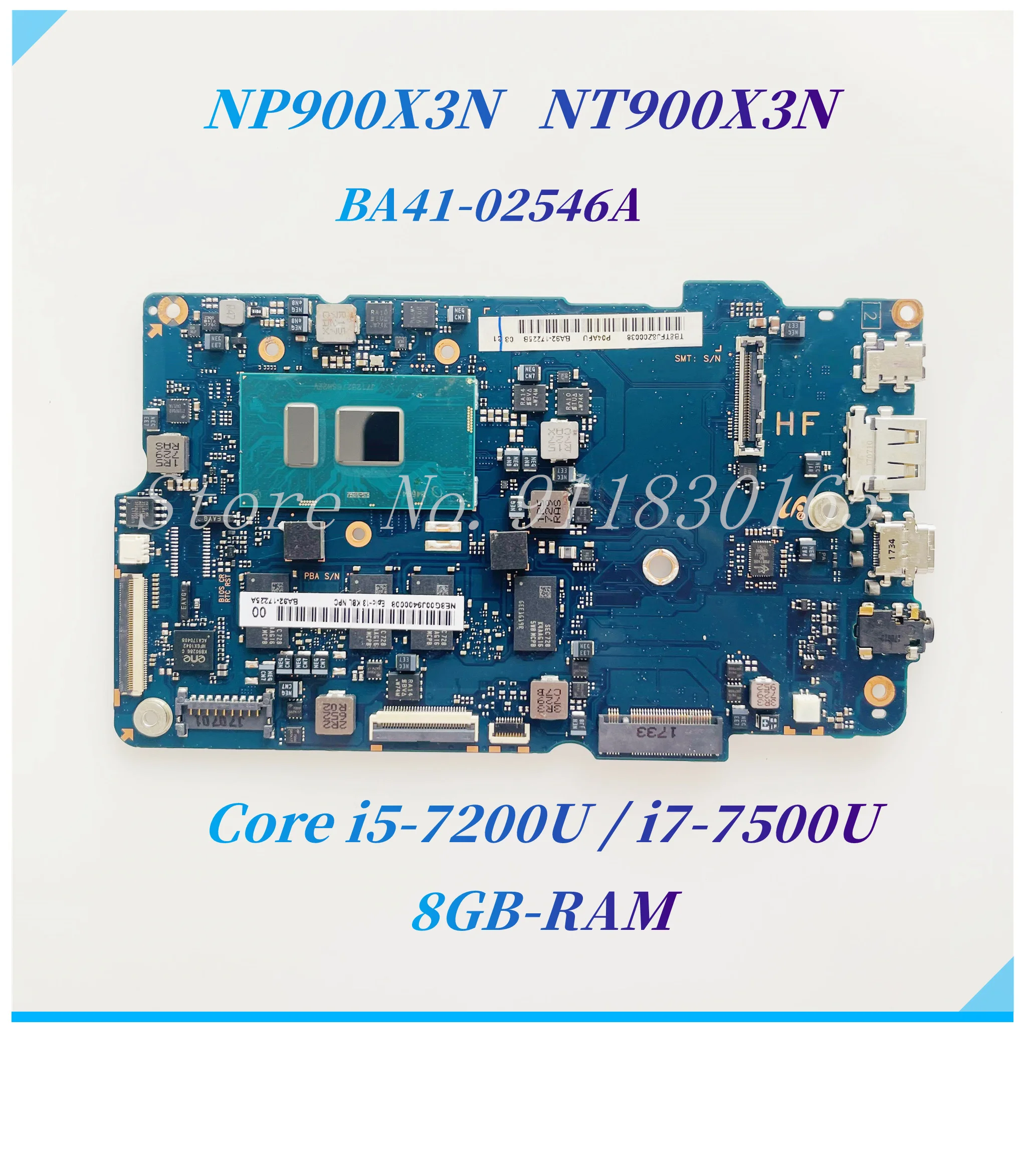 For Samsung NP900X3N NT900X3N Laptop Motherboard BA41-02546A BA92-17225A With i5-7200U i7-7500U CPU 8GB-RAM Mainboard 100% Work