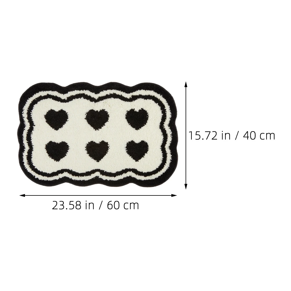 

Non-slip Floor Mat Bath Heart Absorbent Rugs for Bathroom Black Anti Shower Cartoon Child