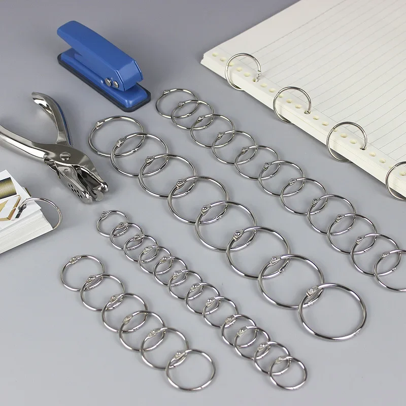 10pcs Metal Ring Binder 20mm Key Ring Loose-leaf Albums Ring for DIY Office Book Paper Open Loop Clasp Binding Supplies