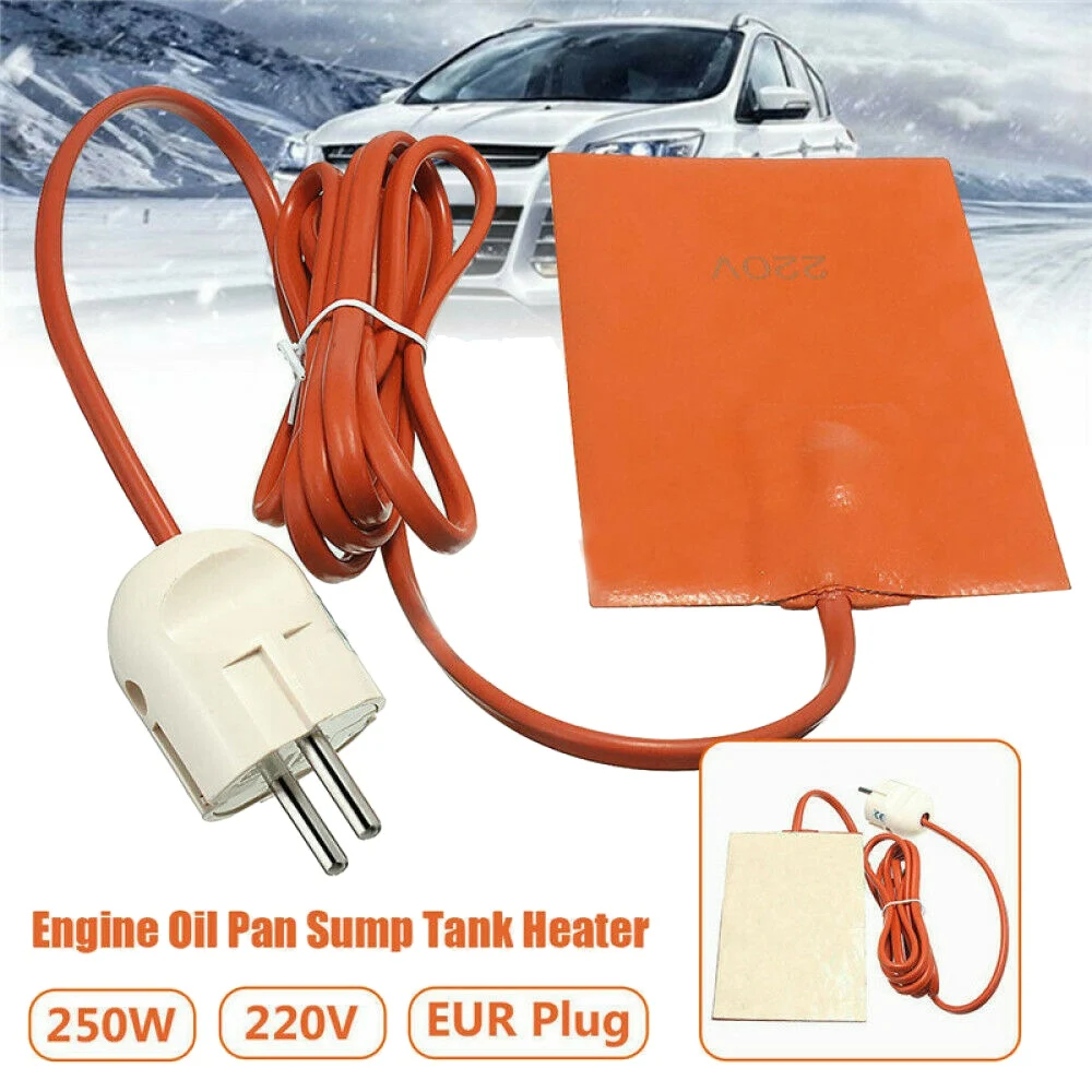 220V 250W Car Engine Oil Pan Sump Tank Heater Pad 250W Silicone Oil Heating Pad Engine Oil Tank Wear Protect EU