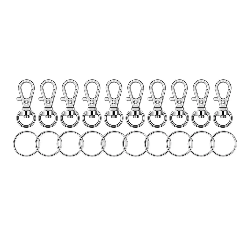 20 Swivel Lanyard Snap Hook with Key Rings (Small Size) for Key Chains Making Hardware