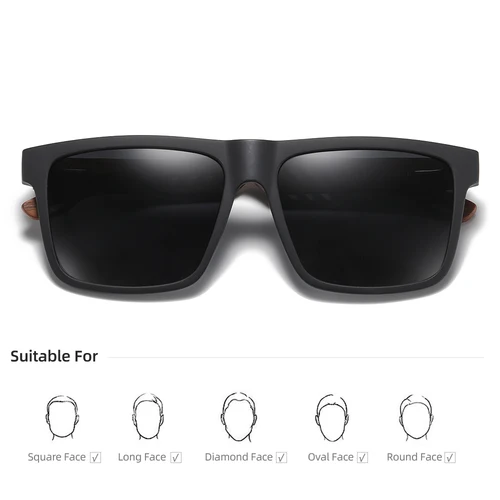 Imagen 2 del producto GM, recién llegados, gafas de sol polarizadas de madera negra para hombres, gafas de sol de bambú, lentes rojos UV400, gafas de sol de moda para conducir S5565