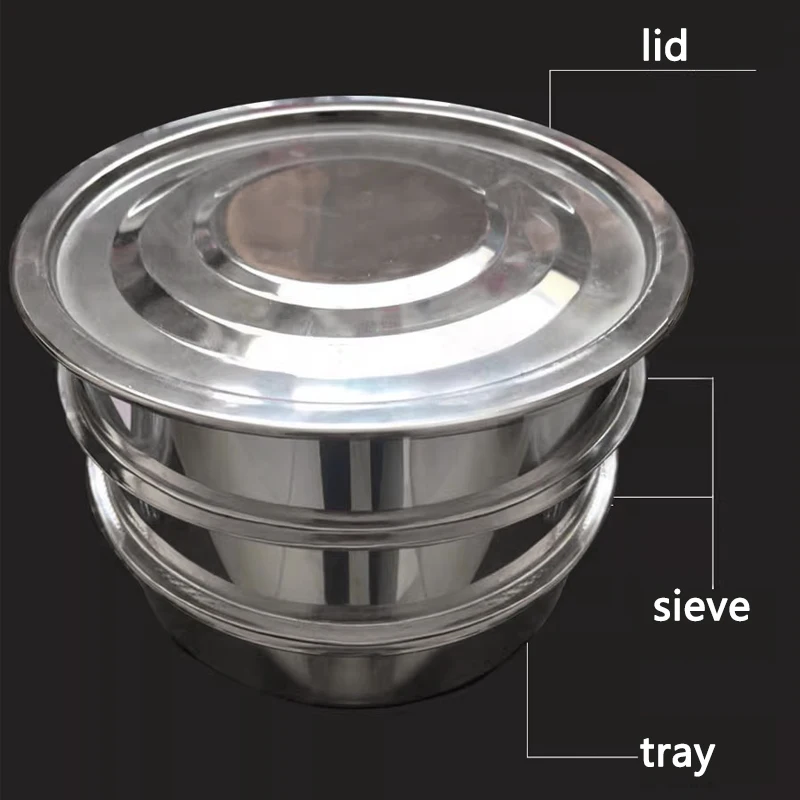Soil Sieve Set Lab Standard Test Sieve Horticultural Round Hole Sample Sieve R20cm Aperture 0.075-60mm Lid & Bottom 11PCS