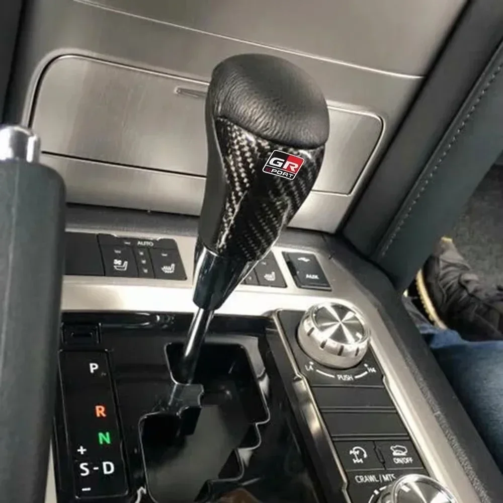 Car Gear Shift Knob Carbon Fiber Leather Lever Change For Toyota GR Sports Corolla Supra Racing Parts Gazoo Yaris Accessories view 3