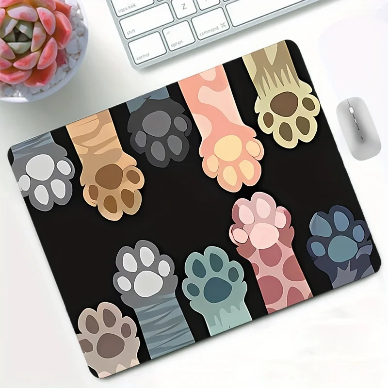 Cute cat paw Small mouse pad 180x220x2MM non-slip rubber base desk mat Office games cartoon animation black desktop accessories