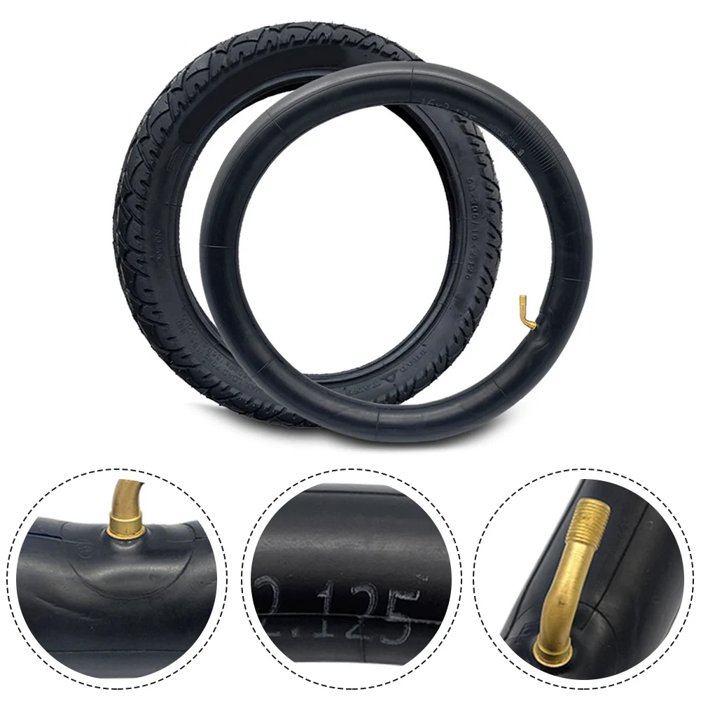 16 Inch 16x2.125 Inner Tube/Outer Tire Electric Bike Bicycle Inflatable Tire Puncture-resistant Rubber E-bike Tyre Replace Parts