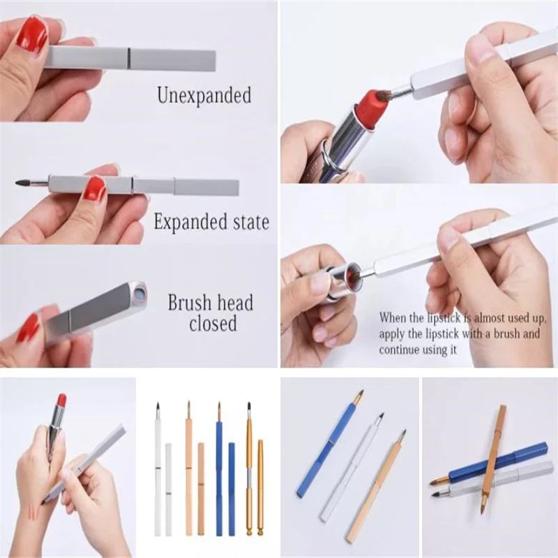 Retractable Lip Brush Sable Hair Portable Lip Brush Lipstick Applicator Outline Lip Line Professional Beauty Cosmetics Tools