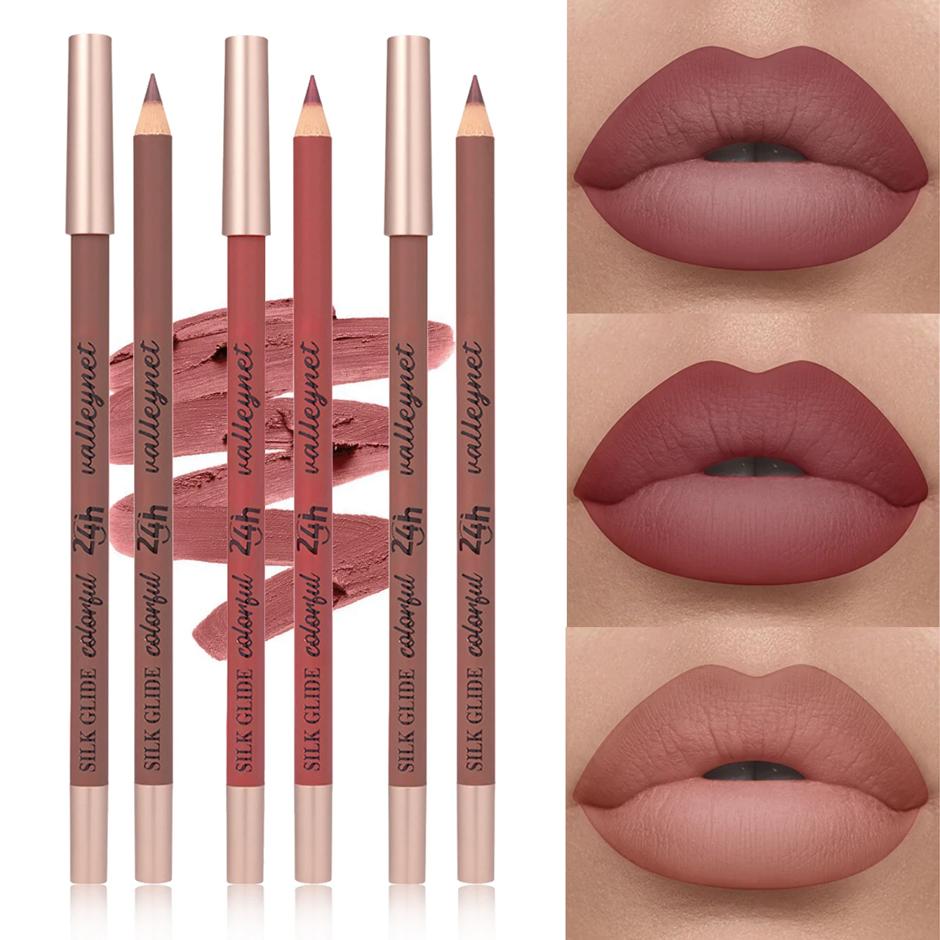 3 Pcs/Set Lipliner Lip Combo,Brown Matte Lip Liner Long-lasting, Waterproof Lip Makeup Cosmetics view 3