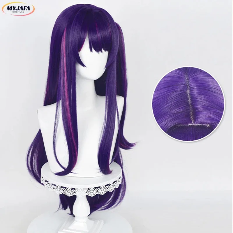 Hoshino Ai شعر مستعار تأثيري Oshi No Ko تأثيري 80 سنتيمتر طويل الأرجواني الداكن الوردي مقاومة للحرارة الاصطناعية الشعر أنيمي الباروكات + غطاء شعر مستعار