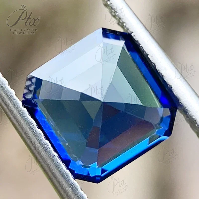 [Asscher Shape]Top Quality Lab Grown Sapphire Natural Blue Color Brilliant Cut VVS Stone Pass Diamond Tester AGL Certificate