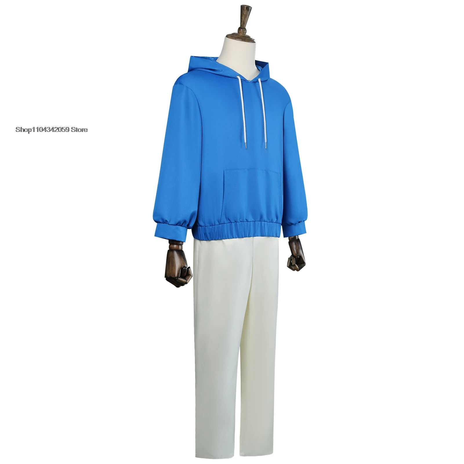 Shin Asakura Cosplay Costume Wig Anime Sakamoto Days Blue Sweatshirt Assassin Halloween Party  Men Props Accessory