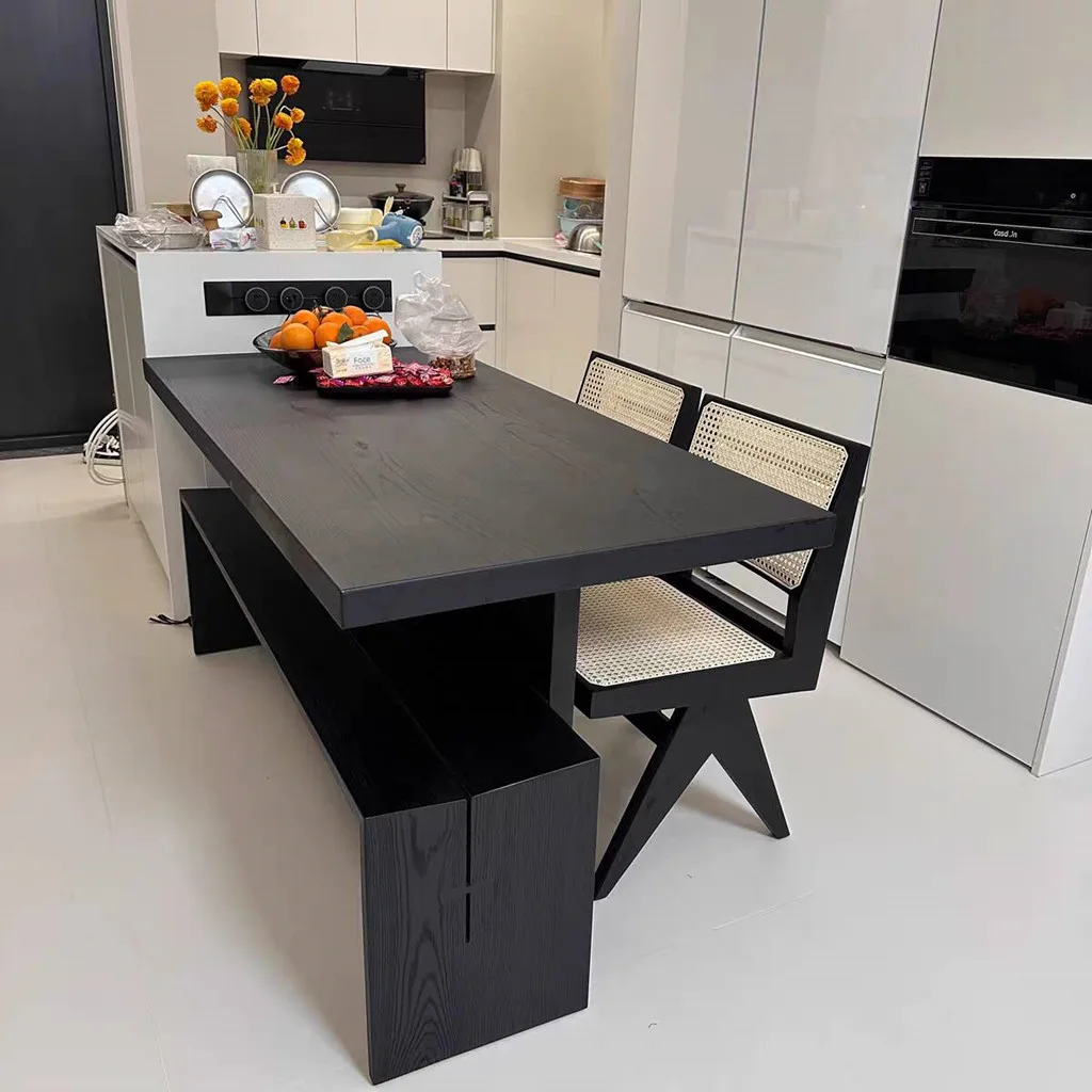 Picture 4: Wabi Sand Wind Log Table and Chair Combination Office Household All Solid Wood Workbench Large Board Table Solid Wood