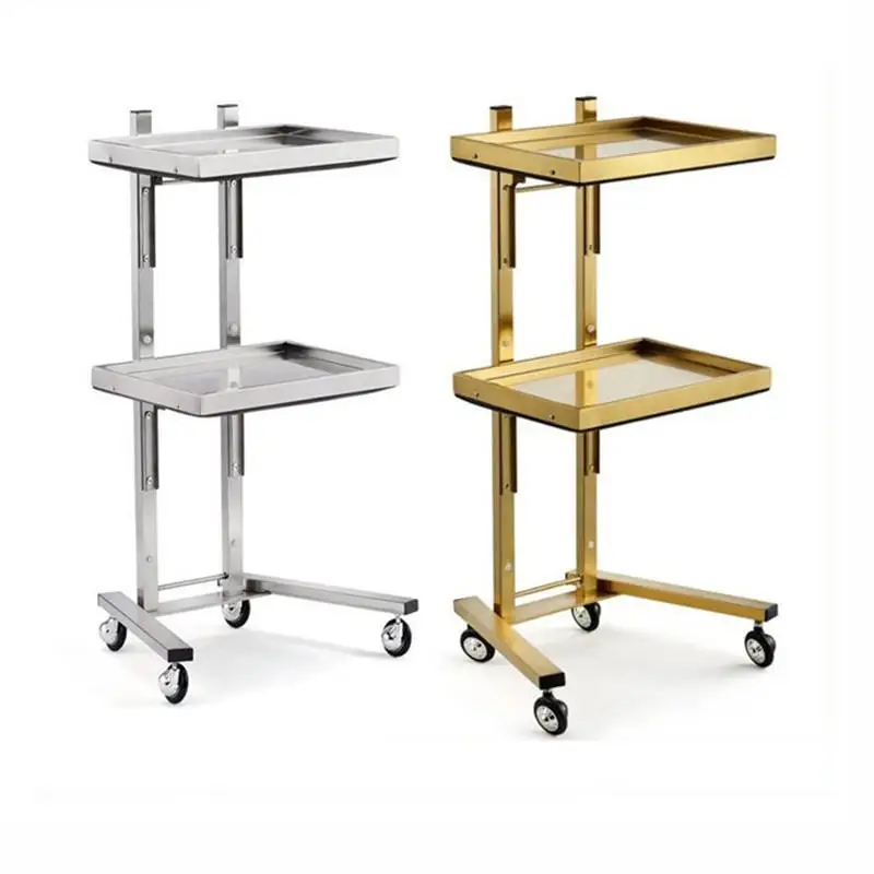 

Modern Hair Saloon Silver Tools Cart Folding Stainless Steel Beauty Salon Trolley Gold With Wheels