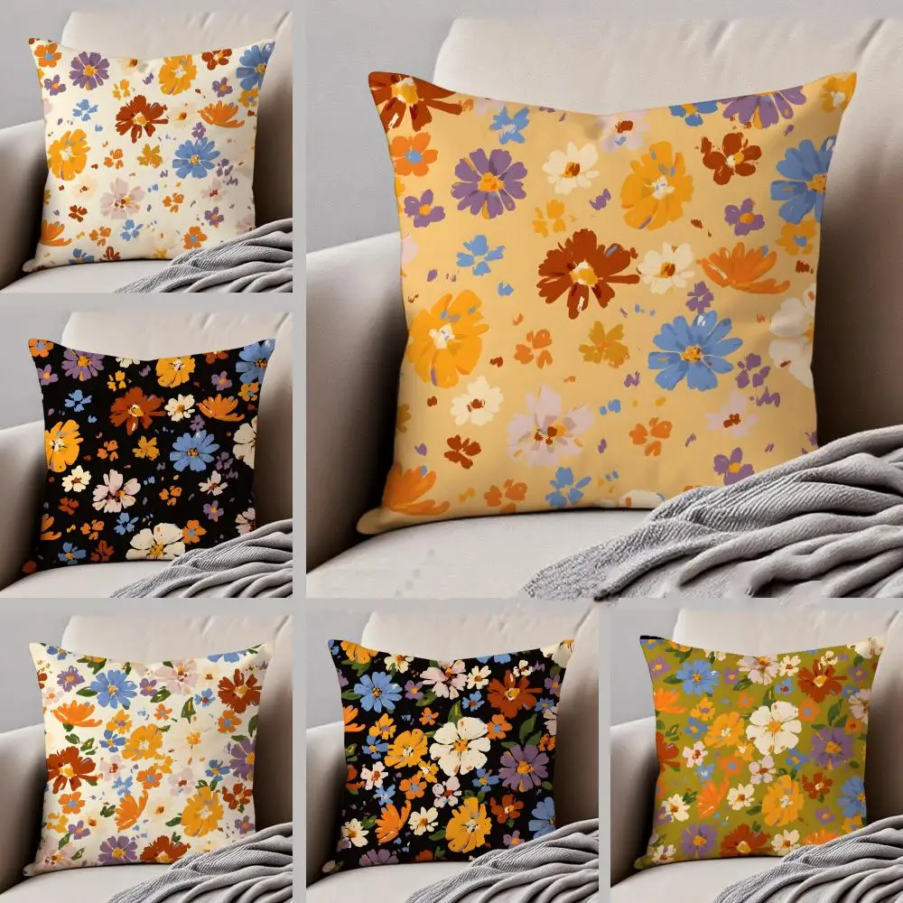 Fashion Cozy Elegant And Beautiful Flowers Cushion Cover Linen Pillow Case Soft Breathable Protective Couch Room Decoration