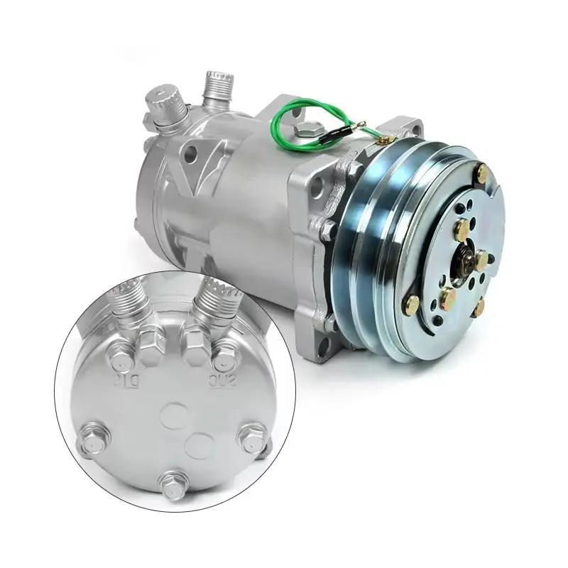 

Universal Sanden SD510 5H16 SD5H16 Compressor: 12V/24V, 2-Groove V-Belt Pulley – Fits Tractors, Excavators, Trucks, Muscle Cars