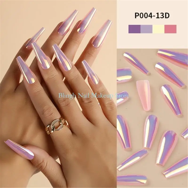 프레스온 풀커버 롱 발레리나 모양 네일팁 (가짜 손톱)