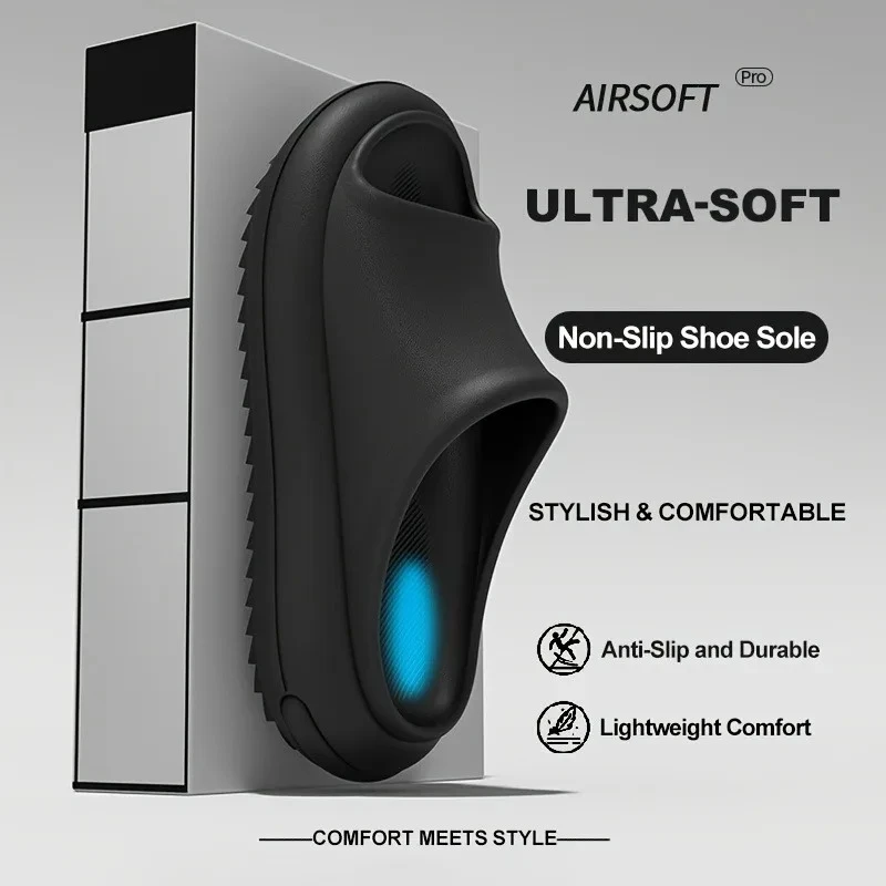 

Мужские летние шлепанцы из ЭВА, мягкая подошва, противоскользящие домашние шлепанцы для ванной комнаты и душа, пляжные уличные женские удобные повседневные тапочки с облаком