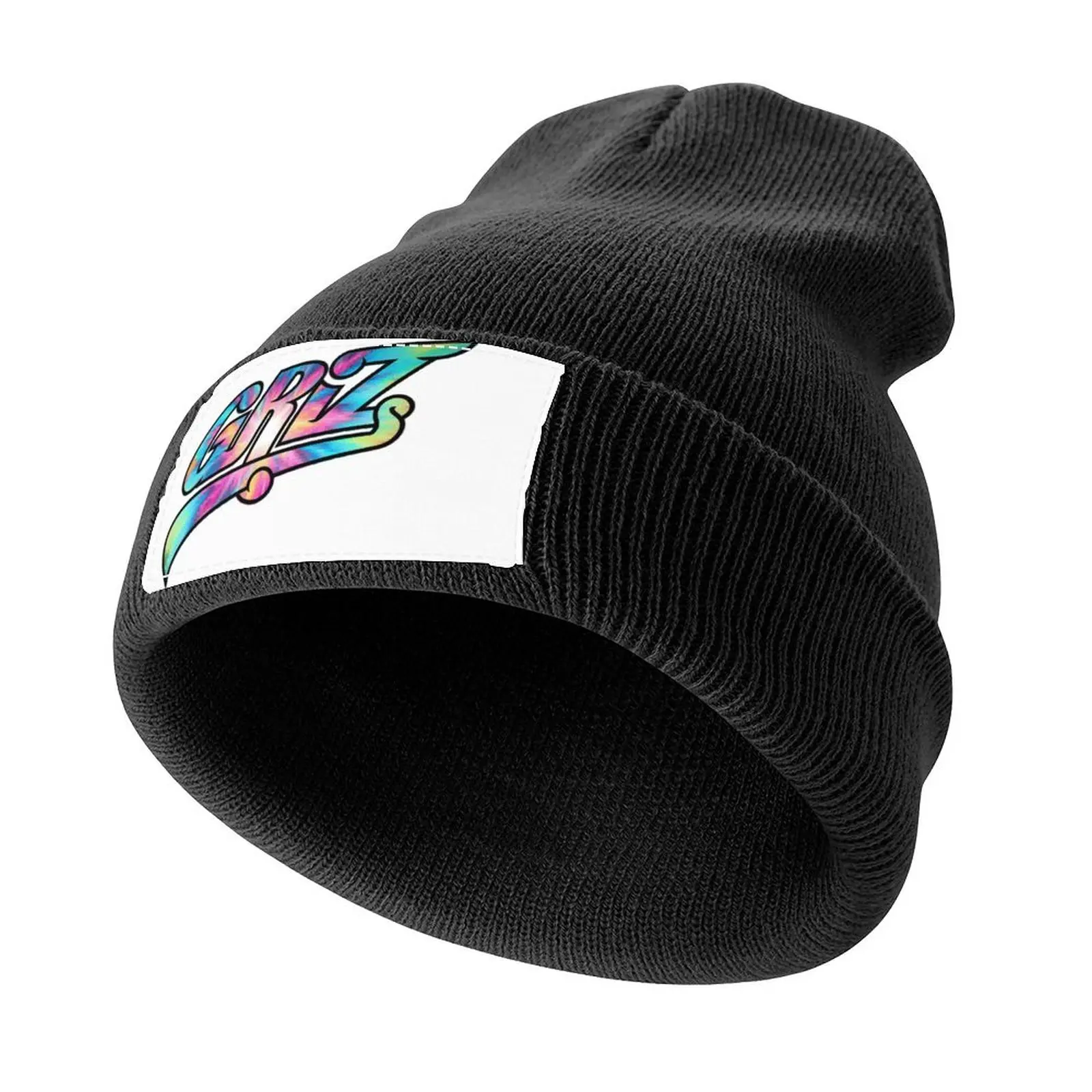 

GRiZ Logo- Rainbow Pixel Tie-Dye Print Knitted Cap Big Size Hat Bobble Hat black Female Men's